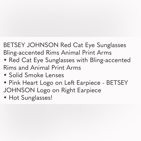 Betsey Johnson “Red” Retro Bling Sunglasses NWT’s - Picture 7 of 7